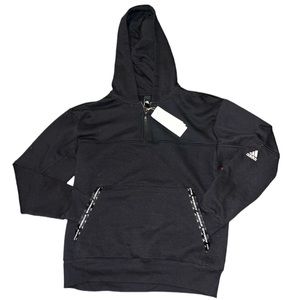 NEW Men’s Adidas Postgame Lite Waffle Pullover Black 1/2 Zip Hoodie